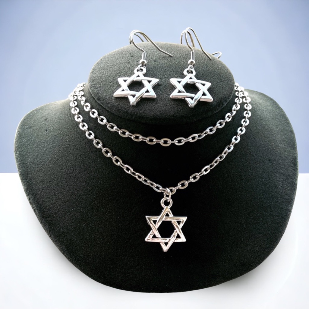 Star Of David Set Wrap Around Necklace Earrings 30$